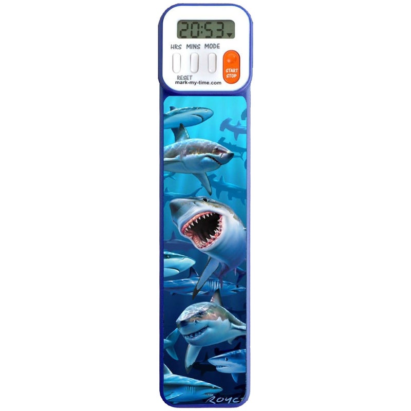 Mark-My-Time - Digital Bookmark - Mark My Time Reading Timer and Bookmark for Kids  Cool Bookmarks and Reading Incentives  Christmas Gift & Stocking Stuffer for Book Lovers - 3D Shark - Image 1